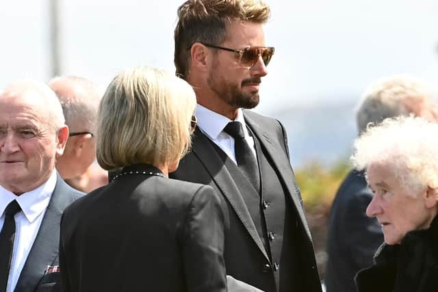 Keith Duffy outside St Patrick's Church in Louisburgh, Co Mayo, after the funeral of Ciaran Keating. The older brother of Ronan Keating died in a two-car crash near Swinford in Co Mayo on Saturday.