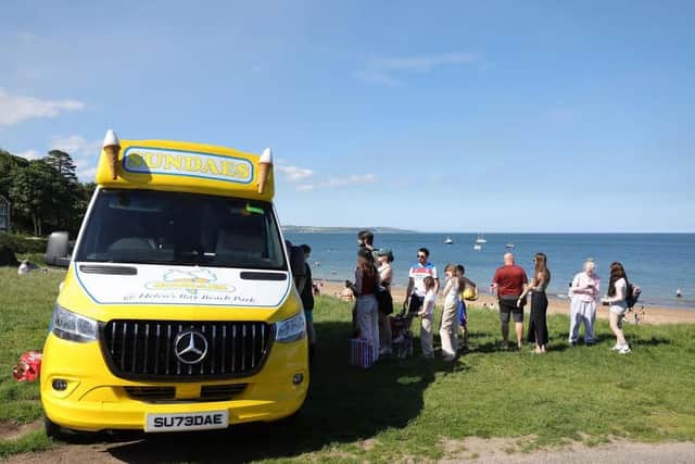People enjoying the good weather and sunshine at Helen’s Bay in Co Down on May 24
