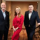 Belfast businessman Thomas McAreavey appointed as its new chief risk officer in-waiting at Danske Bank. He is pictured with Danske Bank UK CEO Vicky Davies and current chief risk officer Phil Smyth