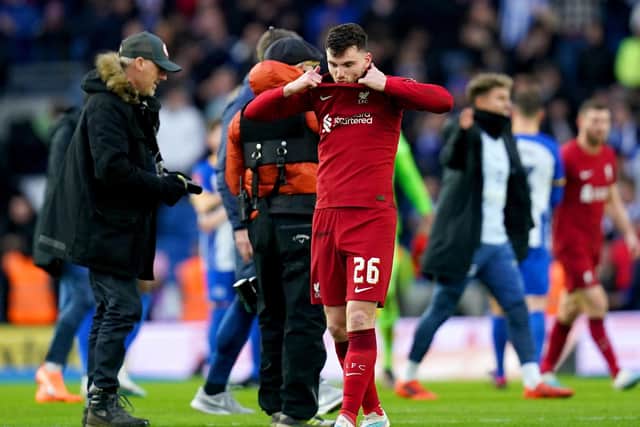 Andy Robertson, who admitted Liverpool have got worse since the season resumed following the World Cup. John Walton/PA Wire.