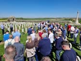 The Bessbrook delegation held an act of remembrance at the grave of Rev Alexander Stuart CF in Ruyaulcourt military cemetery in France on Thursday