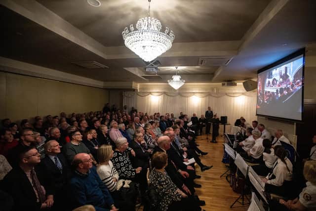 Ballinamallard Accordion Band played to a full house at the ‘Crossing the Line’ DVD launch in Fivemiletown. (Picture by Graham Baalham-Curry)