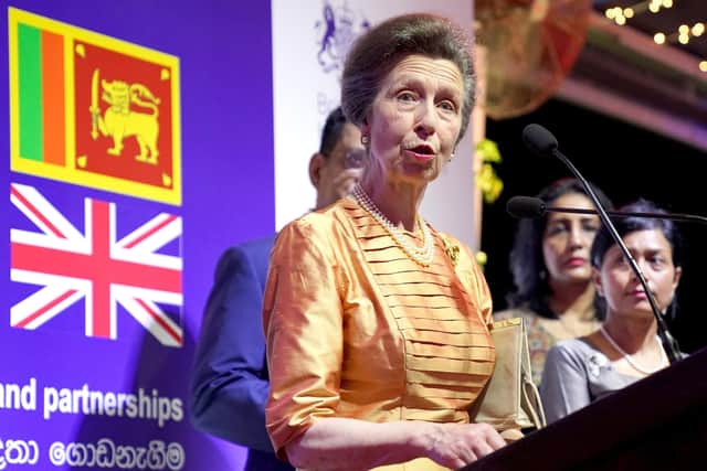The Princess Royal speaks during a reception at the British High Commission in Colombo, Sri Lanka, as part of day three of their visit to mark 75 years of diplomatic relations between the UK and Sri Lanka