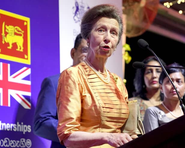 The Princess Royal speaks during a reception at the British High Commission in Colombo, Sri Lanka, as part of day three of their visit to mark 75 years of diplomatic relations between the UK and Sri Lanka