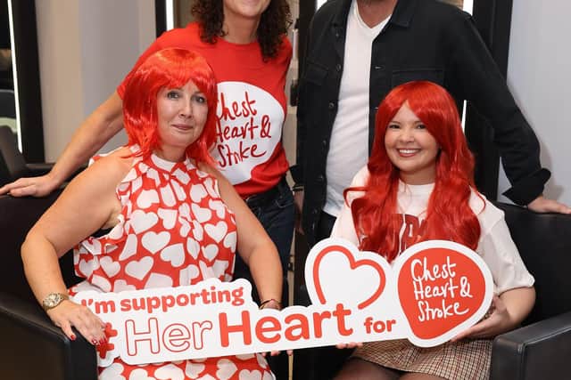 From left, Louise, Regina Cox, NICHS, Stewart Lilley, and Chloe-Amber, who are raising awareness of heart disease in women