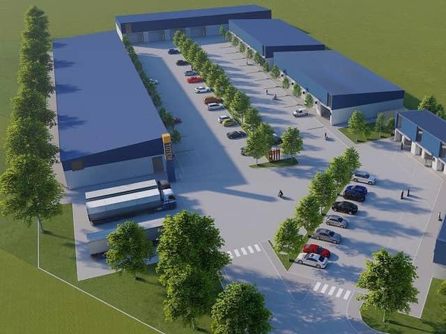 An artist's impression of what the new business units will look like at Kilcronagh industrial estate, Cookstown.