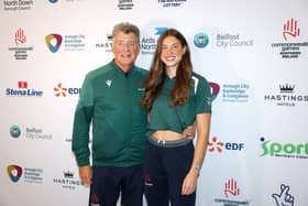 Proud father Michael O'Connor with his daughter and Commonwealth Games heptathlon gold medallist Kate O'Connor. (Photo credit: Team NI)