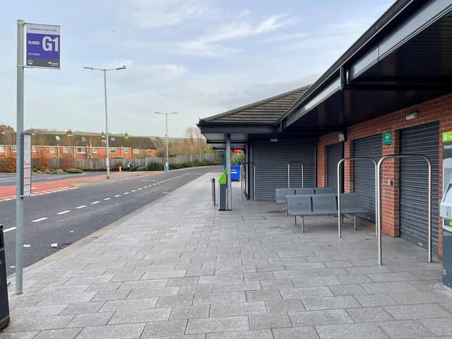 A Glider bus stop in Dundonald, Co Down as Northern Ireland public transport workers begin their latest round of strike action. Photo: Rebecca Black/PA Wire
