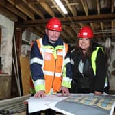 Magherafelt Oakleaf Group has acquired The Central Inn in Cookstown. Pictured are Neil McCloy, site manager and Nicolette Campbell, quantity surveyor, of Oakleaf Contracts overseeing the major refurbishment which will see the venue transformed into ‘The 40 Thieves’, an Irish-American style pub that promises to give patrons ‘a taste of the 19th century Big Apple’
