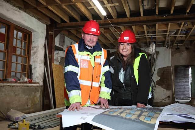 Magherafelt Oakleaf Group has acquired The Central Inn in Cookstown. Pictured are Neil McCloy, site manager and Nicolette Campbell, quantity surveyor, of Oakleaf Contracts overseeing the major refurbishment which will see the venue transformed into ‘The 40 Thieves’, an Irish-American style pub that promises to give patrons ‘a taste of the 19th century Big Apple’