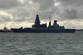 HMS Dragon leaving Portsmouth Harbour on its way to the Eastern Mediterranean to bolster British defences in the region. The Portsmouth-based warship will use her Sea Viper missile system to help safeguard UK assets and interests - assisted by Wildcats from 815 Naval Air Squadron equipped with Martlet missiles able to deal with the aerial drone threat and ballistic missiles fired by Iran and its proxies as the Middle East crisis continues. Picture date: Tuesday March 10, 2026.
