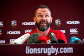 Andy Farrell during the British and Irish Lions Head Coach announcement at One Creechurch Place, London