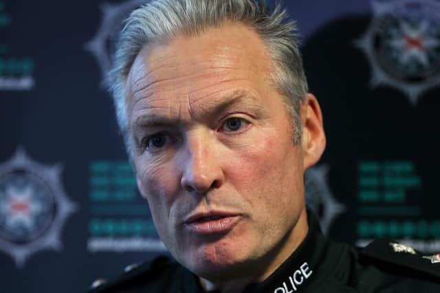 Chief Superintendent Nigel Goddard during a press conference at Strand Road police station in Londonderry, Northern Ireland.