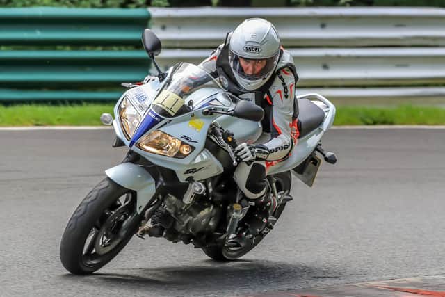 Leicestershire mum Claire Lomas on the Suzuki she will use to complete a lap of the North West 200 course in May for charity.