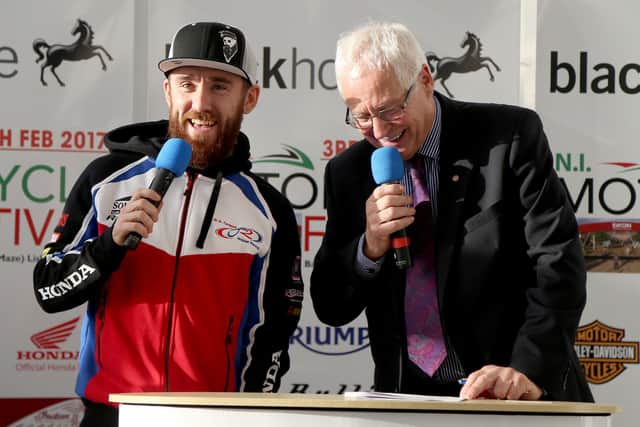 Billy Nutt, pictured here with Lee Johnston, is a former Clerk of the Course at the North West 200 and ex-promoter of the Northern Ireland Motorcycle Festival.