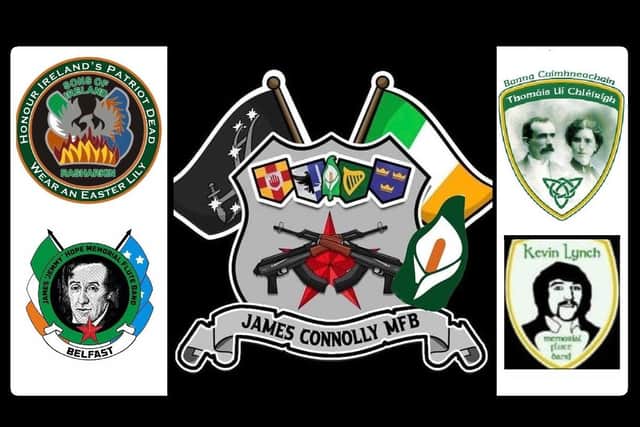 The logos of the participating bands from their social media accounts (Banna Piob Na nGael has no Facebook page)