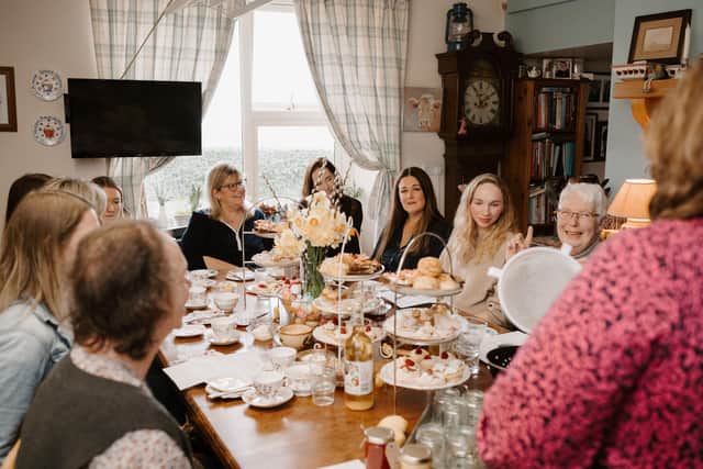 Enjoying the tea and home bakes – visitors at one of Amanda’s popular afternoon teas