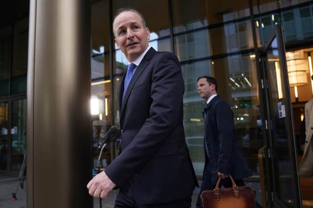Tanaiste Micheal Martin leaves the Grand Central Hotel in Belfast following meetings with Stormont political leaders
