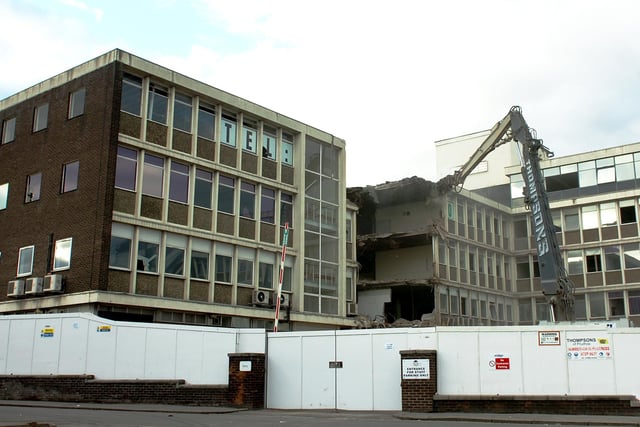 Work under way  to demolish the old Hartlepool College of Further Education, following the opening of the new, £53m college next door in 2012.