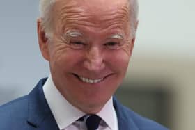US President Joe Biden arrives to deliver his keynote speech at Ulster University in Belfast, during his visit to the island of Ireland. Picture date: Wednesday April 12, 2023. Photo credit: Liam McBurneyPA Wire