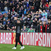 Linfield manager David Healy salutes the fans. PIC: David Maginnis/Pacemaker Press