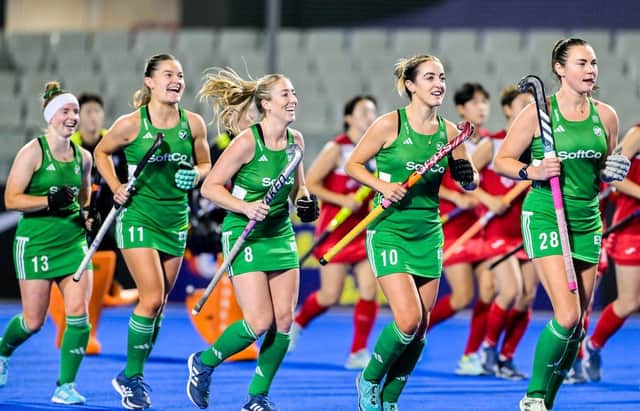 Ireland senior women finished with a 3-1 win over Korea in Valencia to reach the Olympic qualifiers semi-finals. (Photo by WorldSportPics/Frank Uijlenbroek)