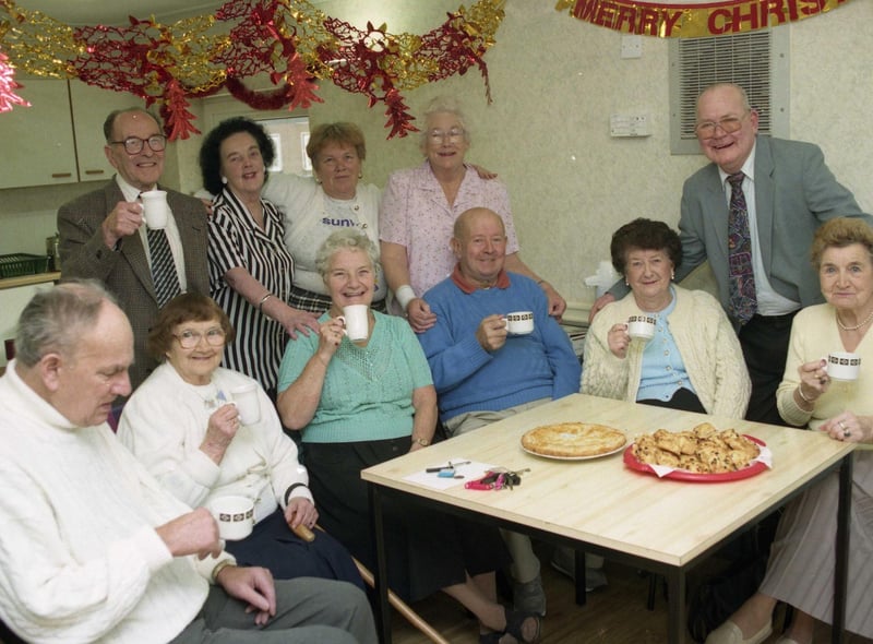 Tenants of Hendon's revamped tower blocks raised their cuppas to a new meeting place.  The residents' room, on the ground floor of D'Arcy Court, was to be the focus of events for tenants of not only its 108 flats,  but also those in the nearby South Durham and Edworth Courts in 1997.