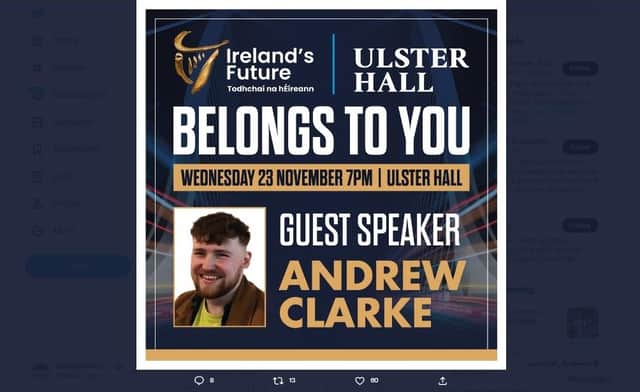 Ireland's Future flyer promoting Andrew Clarke