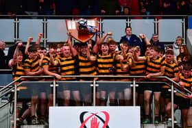 RBAI celebrate Danske Bank Schools' Cup final success last year over Campbell College in Belfast. (Photo by Andrew McCarroll/Pacemaker Press)