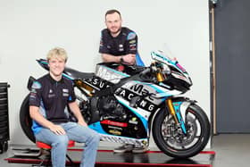 Eugene McManus (back) and Rhys Irwin have signed with the MasterMac Honda team to compete in the 2026 British Superbike Championship. (Photo by Stephen Davison/Pacemaker Press)
