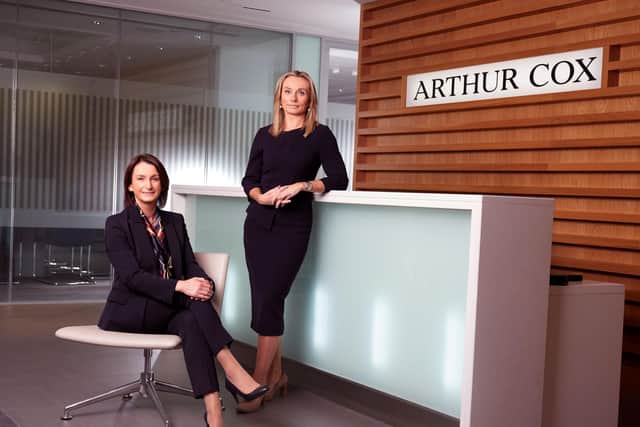 Global law firm, Arthur Cox has appointed Lynsey Mallon as the next managing partner of its Northern Ireland practice. Lynsey will take up the position at the leading law firm in April 2024 while also continuing as head of its corporate and commercial department. She will take over following the eight-year tenure of Catriona Gibson, who will become chair and continue as head of litigation. Pictured is Lynsey Mallon with outgoing managing partner Catriona Gibson