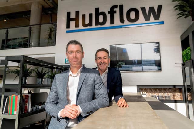 Belfast start-up and workspace innovator Hubflow is spearheading a rapid expansion of its bespoke office network across London as part of a major launch to take its successful brand and model to cities across the world. It now plans to open 100 new London locations as part of a targeted five-year campaign. Pictured are Hubflow managing director Declan Mellan and chief executive Gary McCausland