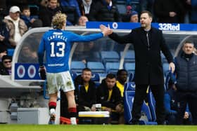 Rangers Manager Michael Beale and Todd Cantwell during a cinch Premiership match between Rangers and Kilmarnock.