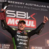 Kawasaki's Alex Lowes celebrates his double win at the opening round of the World Superbike Championship at Phillip Island on Sunday