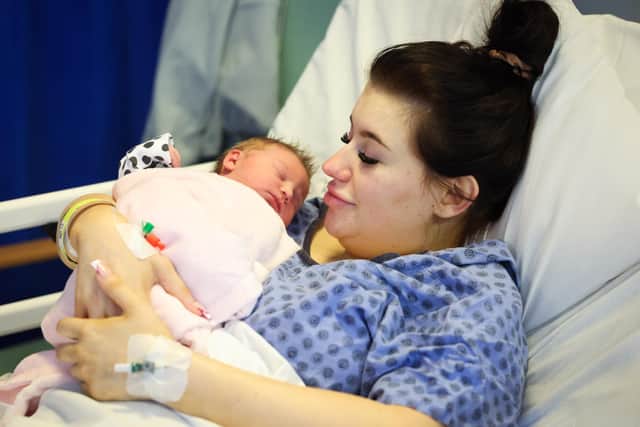 Narisse Heaney from Lisburn with newborn baby Maya at the Ulster Hospital, Dundonald on December 25 2022