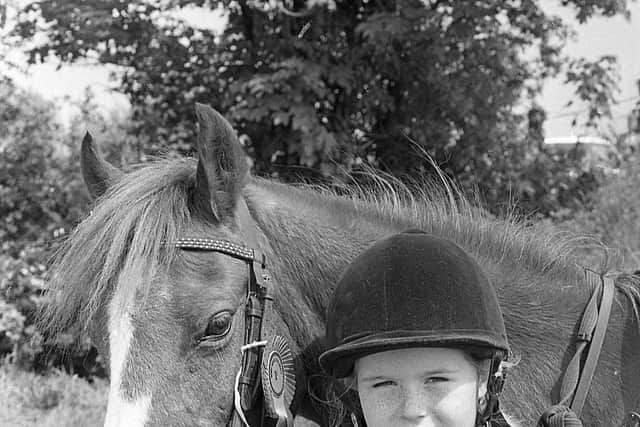 Pictured at the end of May 1992 at the Newry Show is Tina Barkley from Ballymoney with her pony, Bracknay Suzy, winner of first prize in the 12.2 novice pony class at the show. Picture: Farming Life archives/Darryl Armitage