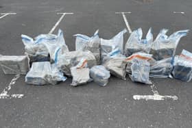 Two men have been arrested after suspected cannabis worth more than £2 million was discovered following searches in Co Tyrone.