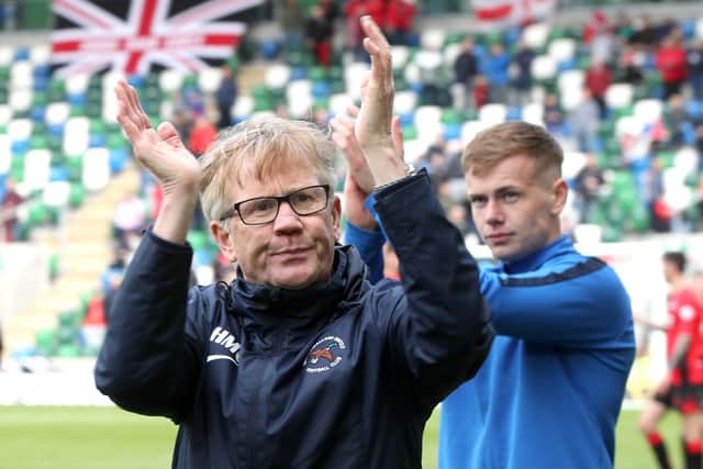 Harry McConkey led Ballinamallard United to their first-ever Irish Cup final at Windsor Park in 2019. PIC: INPHO/Declan Roghan