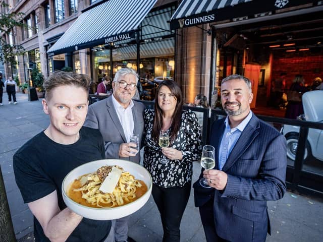 Peter Ringland, Damian Corr of CQ BID, Martina Connolly of Belfast One, Chris McCracken of LQ BID
