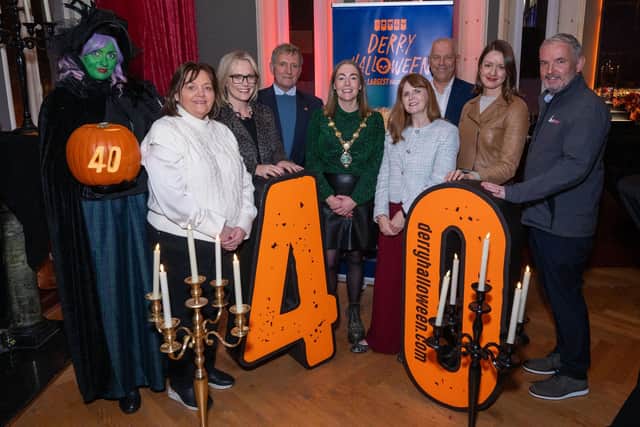Economy minister Caoimhe Archibald joined Londonderry mayor Grace Uí Niallais and tourism leaders at a reception celebrating the 40-year milestone. Photo: Martin McKeown