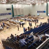 Counting in the council elections at the Aurora Aquatic and Leisure centre in Bangor for the North Down and Ards district council. The final seat tally was Final seat tally: 14 DUP, 12 Alliance, eight UUP, three independents, two Greens and one SDLP. Picture by Ben Lowry