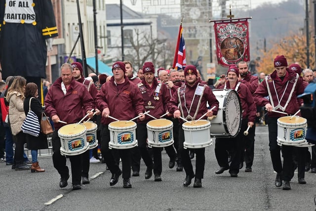 Several thousand Apprentice Boys are taking part in the annual Lundy parade in Londonderry.
