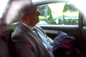 Former DUP leader Jeffrey Donaldson leaving Newry Magistrates' Court in April 2024.