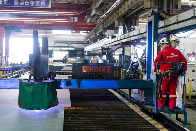 Swedish ferry company, Stena Line has marked a milestone on its journey towards sustainable shipping with the steel cutting ceremony for the first of its ‘NewMax’ hybrid ferries as construction begins in Weihai, China