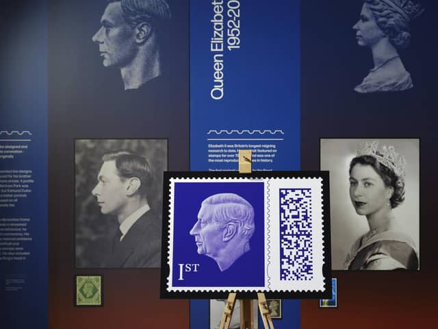 The new, unadorned image of King Charles III on definitive Royal Mail stamps which will be in circulation from April 4