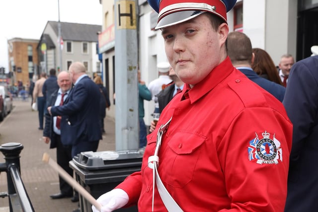 Andrew Eccles from Rathcoole getting in some drumming practice before the parade.