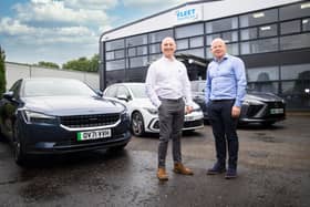 Launching Northern Ireland firm's new electric vehicle salary sacrifice scheme are Fleet Financial's sales director Damian Campbell and operations director Brian Casey
