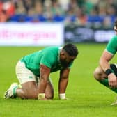Ireland's Bundee Aki (left) and Peter O'Mahony after the final whistle in Paris. (Photo by Gareth Fuller/PA Wire)