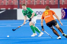 Ireland's Peter McKibbin in action against Australia