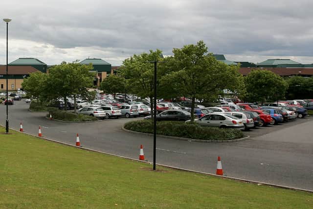 Antrim Hospital's car park. AT28-451AC